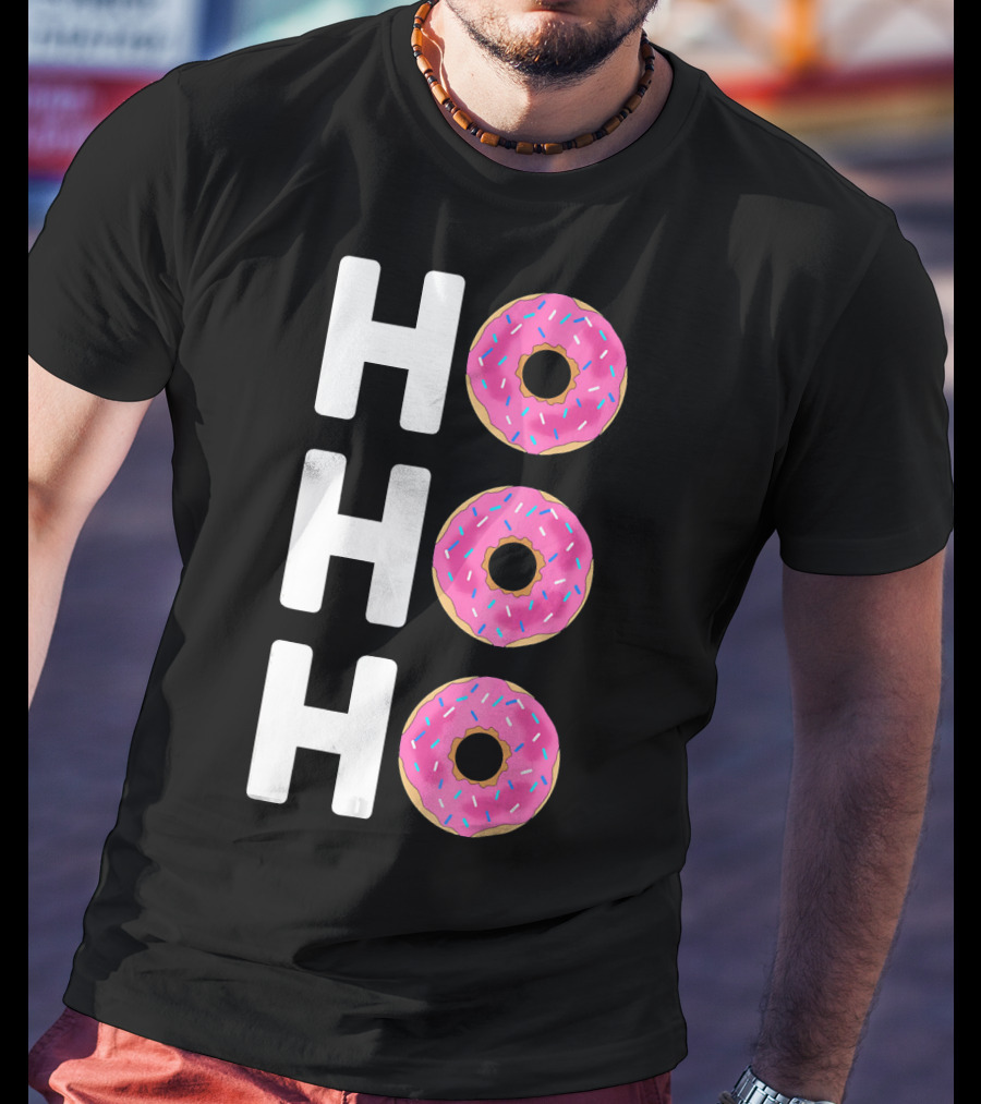 HO HO HO Funny Christmas Donut T-Shirt