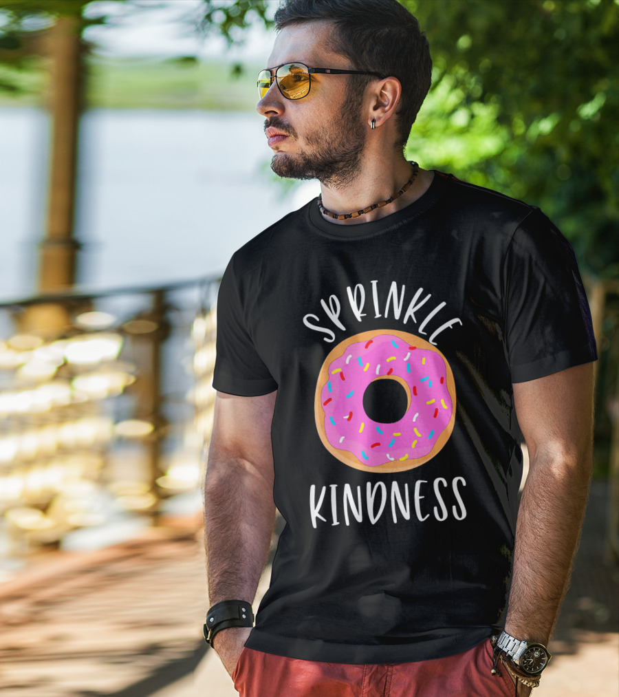 Sprinkle Kindness Donut Anti Bullying Pink Frosted Doughnut T-Shirt