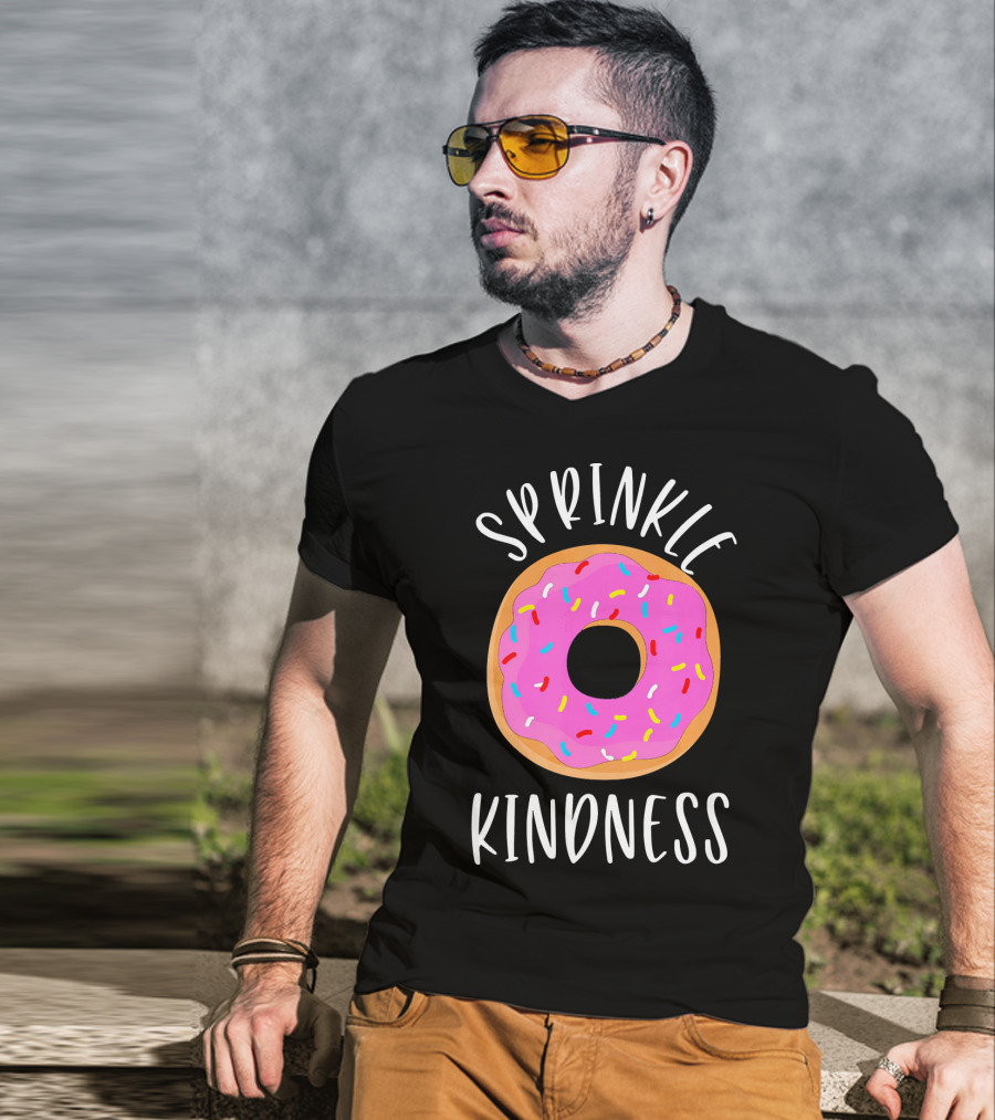 Sprinkle Kindness Donut Anti Bullying Pink Frosted Doughnut T-Shirt