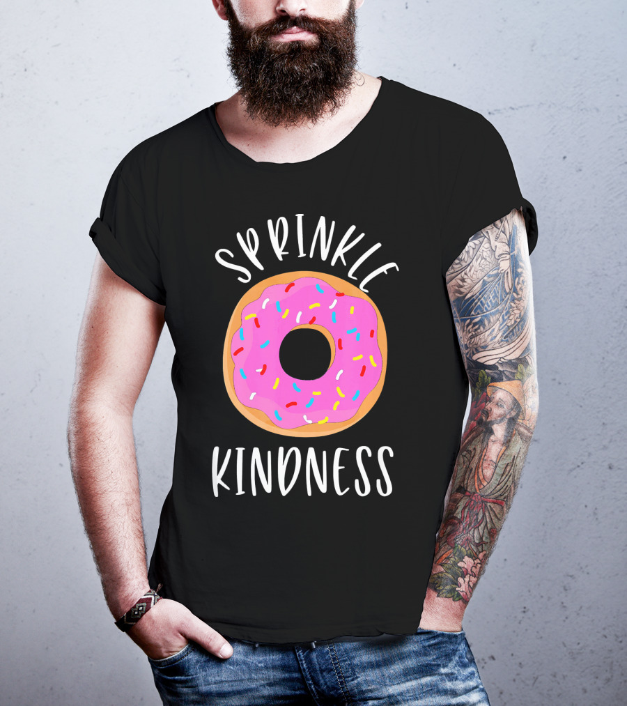 Sprinkle Kindness Donut Anti Bullying Pink Frosted Doughnut T-Shirt