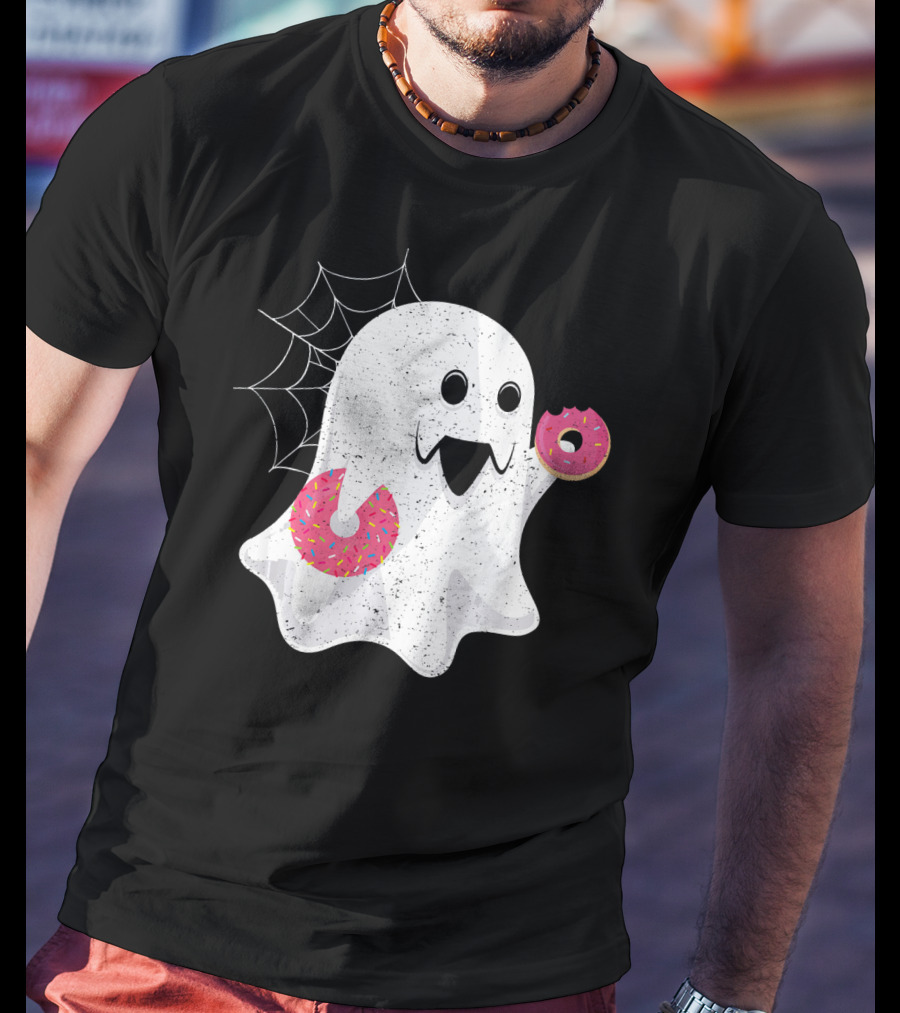 Ghost With Donut Halloween Costume Boy T-Shirt