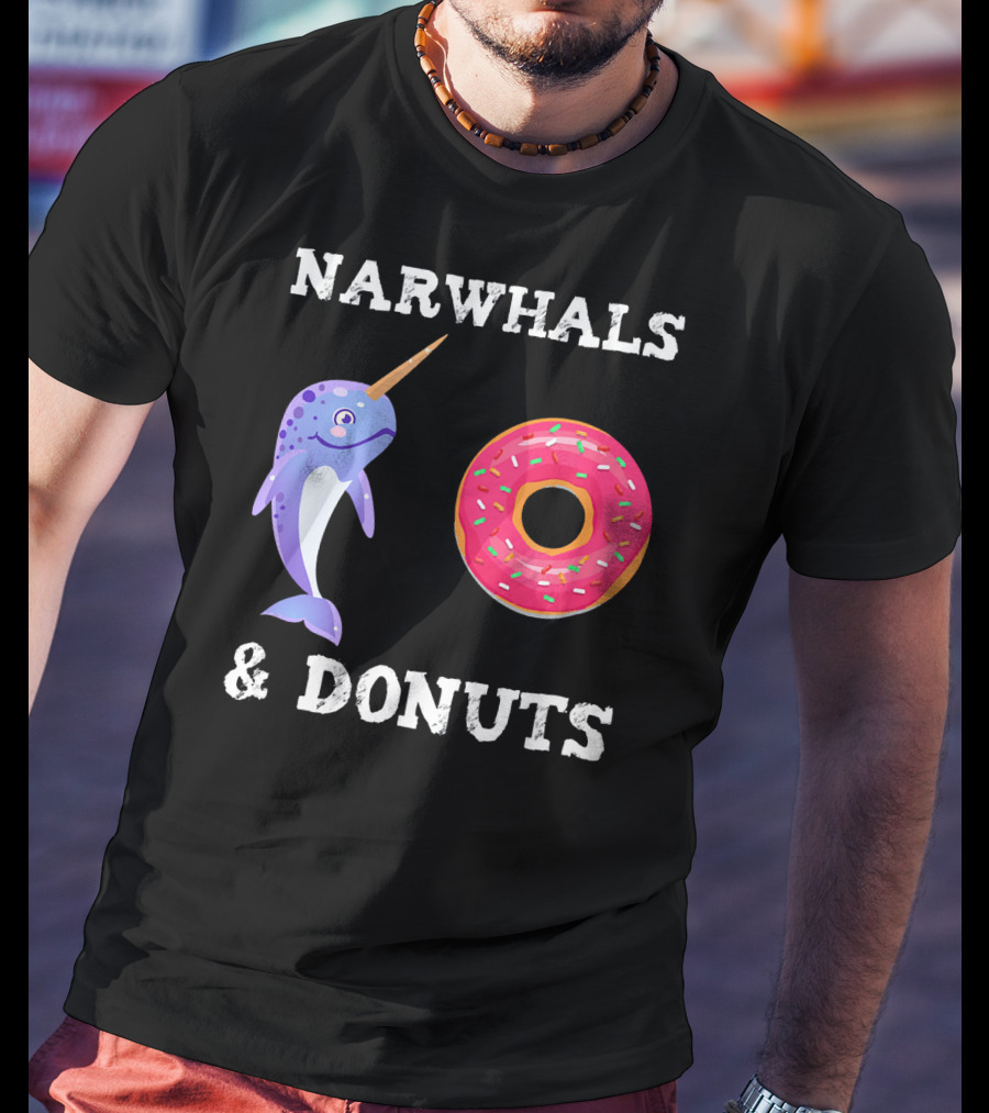 Narwhals And Donuts Funny Doughnut Combo T-Shirt