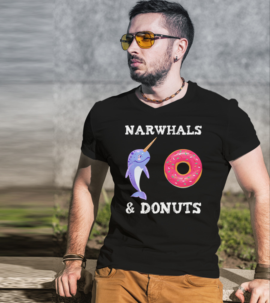 Narwhals And Donuts Funny Doughnut Combo T-Shirt