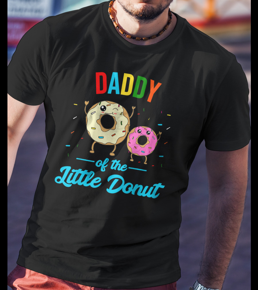 Mens Daddy Of The Little Donut Cute Colorful Sprinkles Character Duo T-Shirt