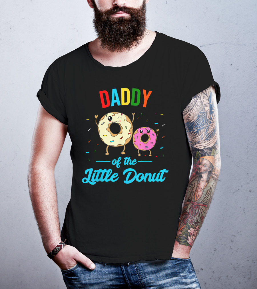 Mens Daddy Of The Little Donut Cute Colorful Sprinkles Character Duo T-Shirt