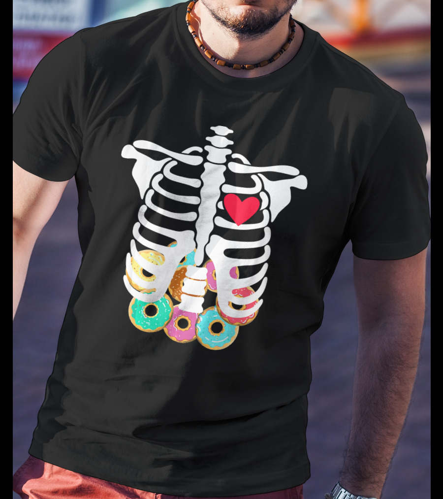 Rib Cage Skeleton X Ray Donuts Heart T-Shirt