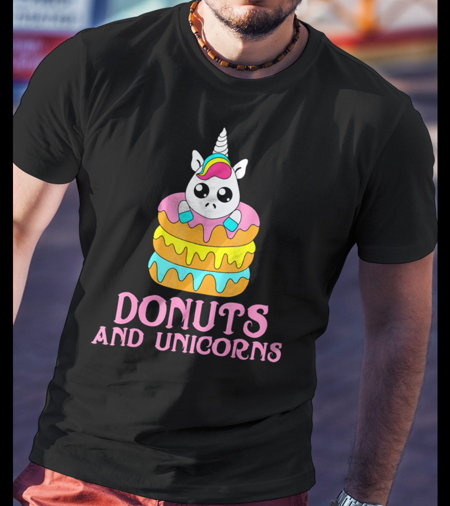 Donuts And Unicorns Sweet Foodie Lover Fantasy T-Shirt