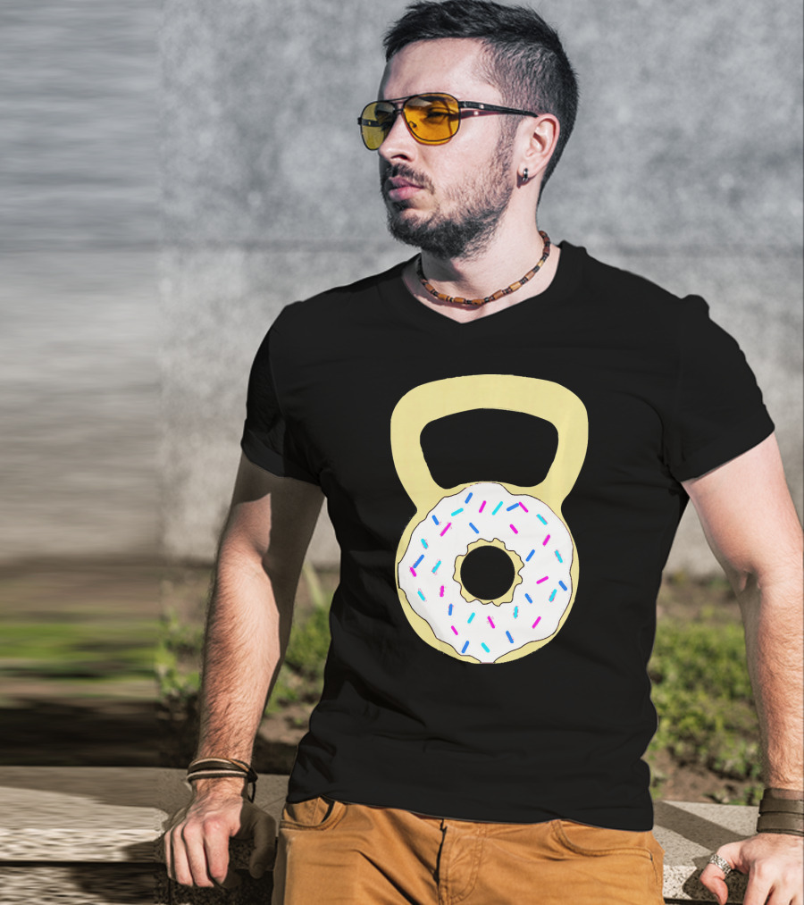 Kettlebell Donut Fitness Workout Sprinkled Sweet Motivation T-Shirt