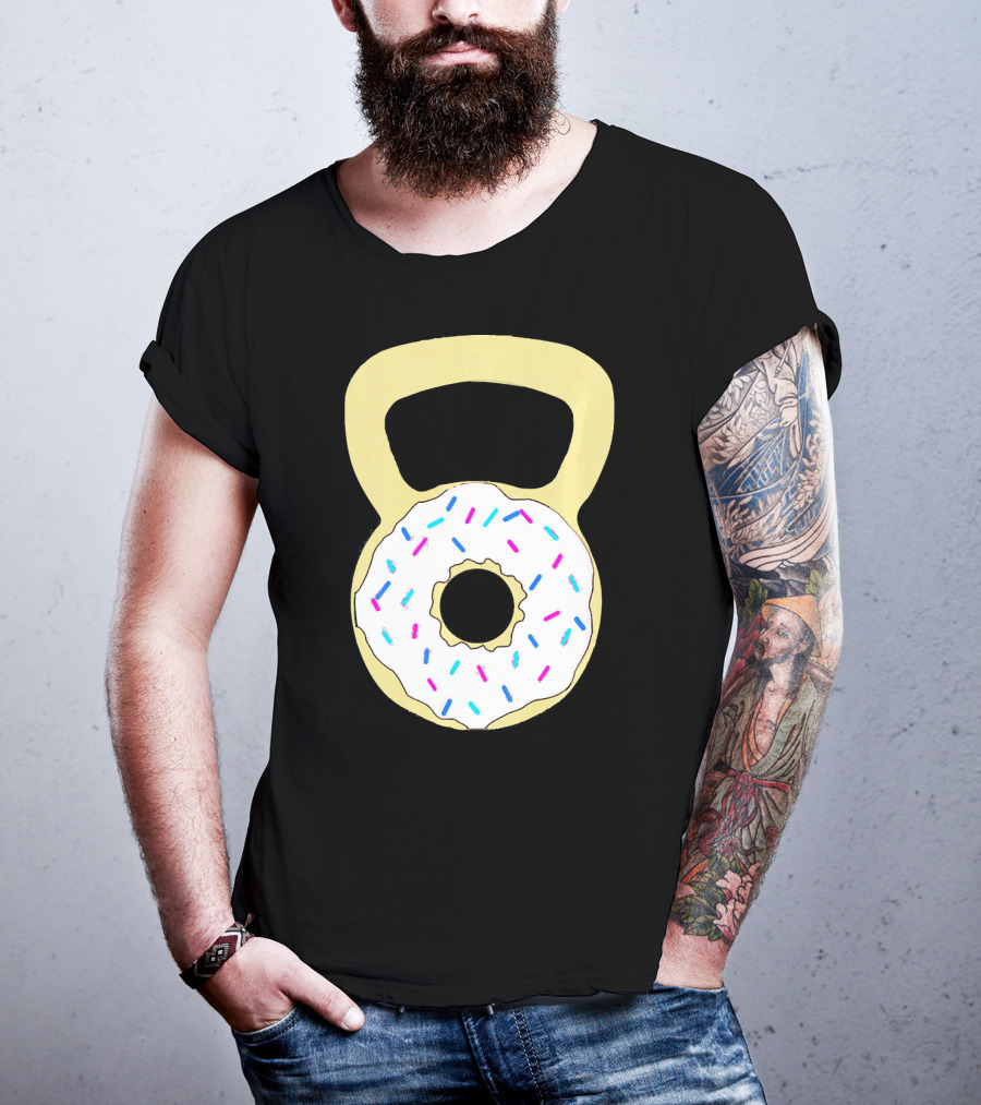 Kettlebell Donut Fitness Workout Sprinkled Sweet Motivation T-Shirt