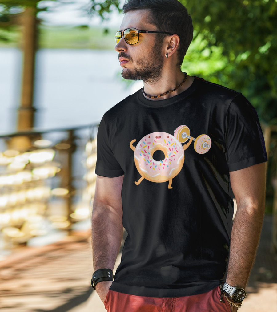 Funny Donut Gym Barbell Fitness Humor T-Shirt