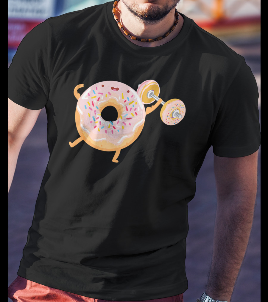 Funny Donut Gym Barbell Fitness Humor T-Shirt
