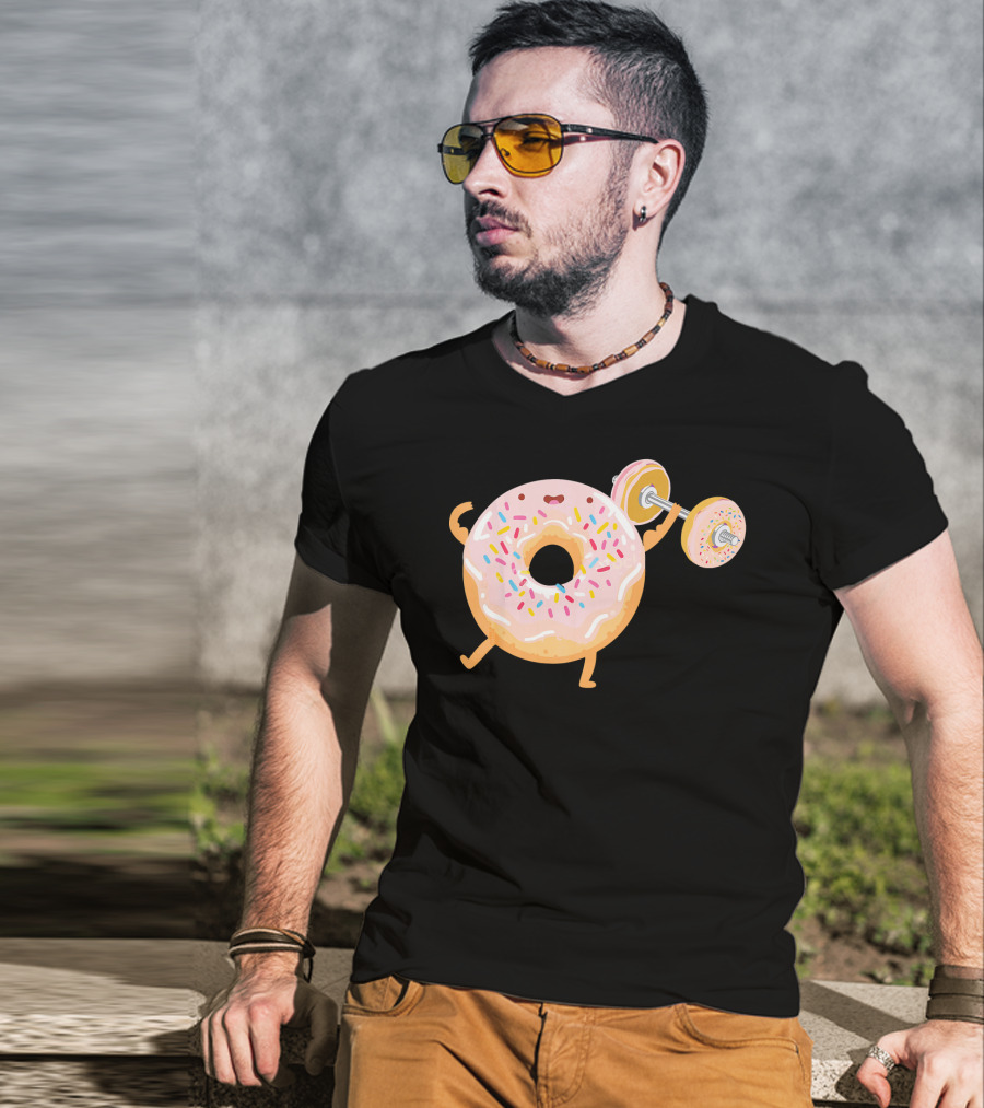 Funny Donut Gym Barbell Fitness Humor T-Shirt