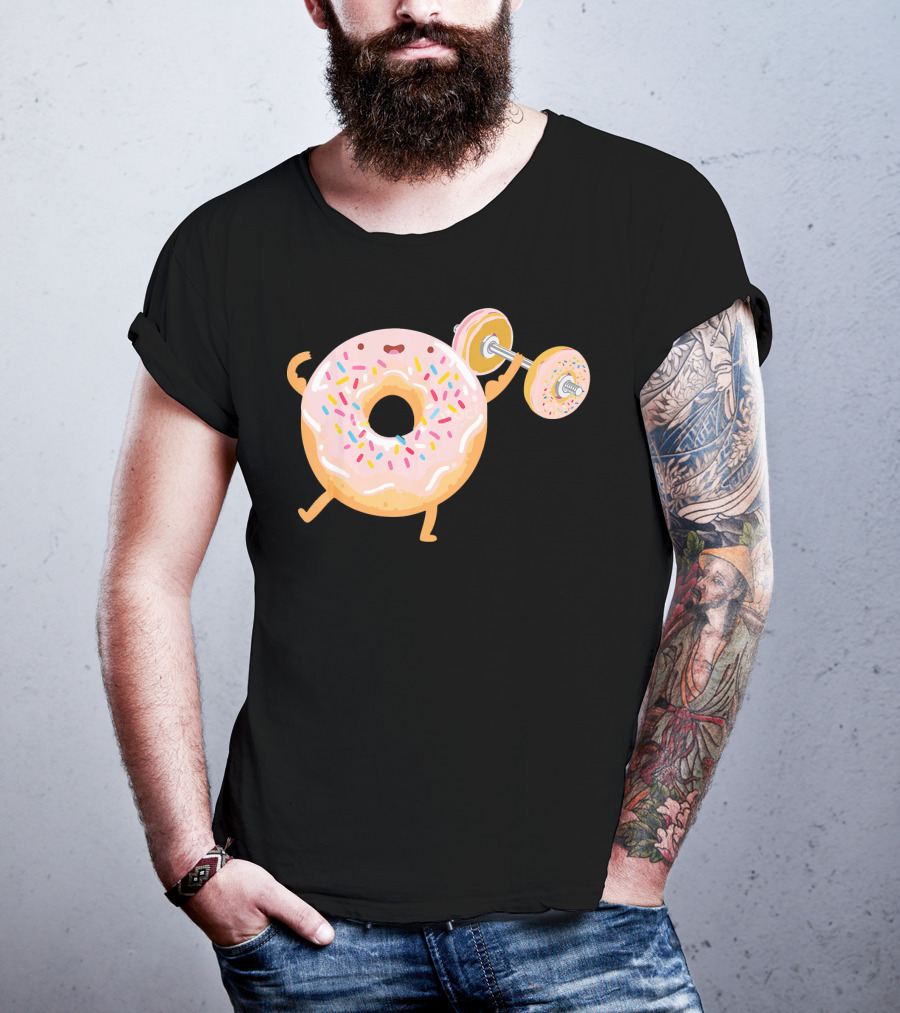 Funny Donut Gym Barbell Fitness Humor T-Shirt