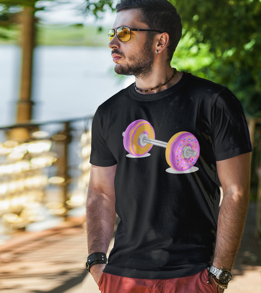 Donut Barbell Sprinkle Weightlifting Humor Novelty T-Shirt