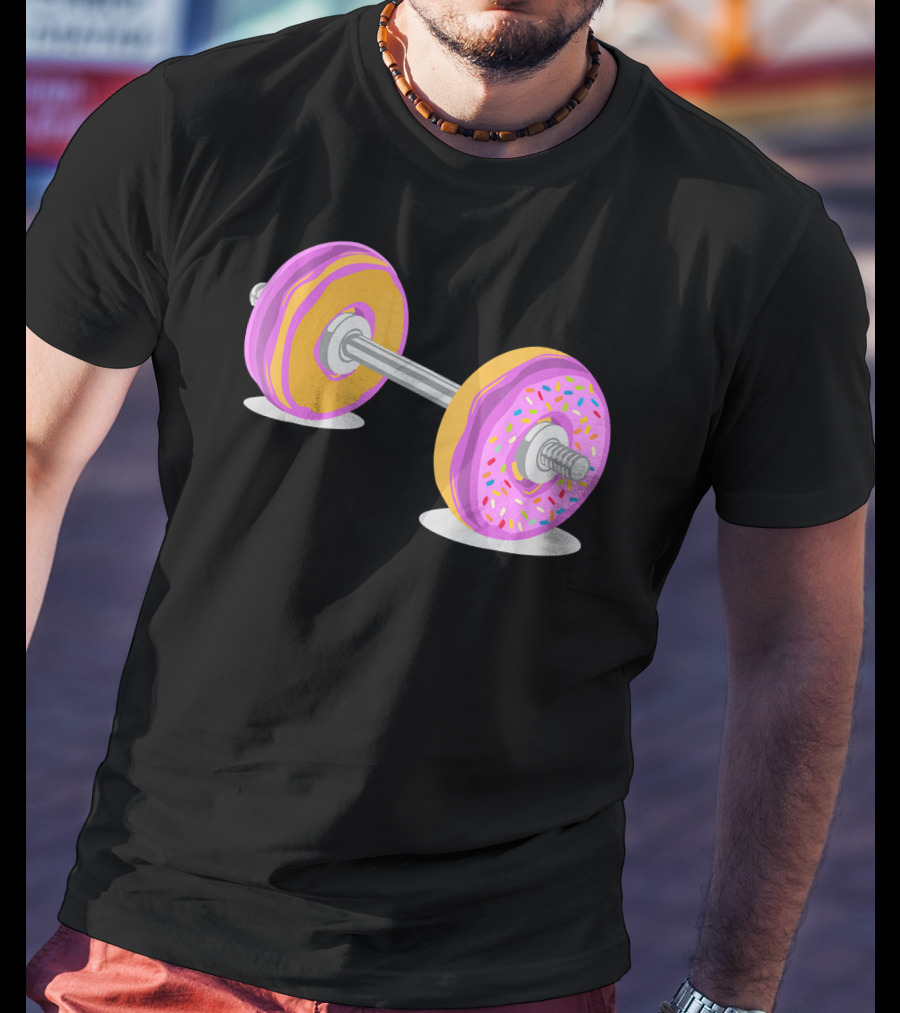 Donut Barbell Sprinkle Weightlifting Humor Novelty T-Shirt