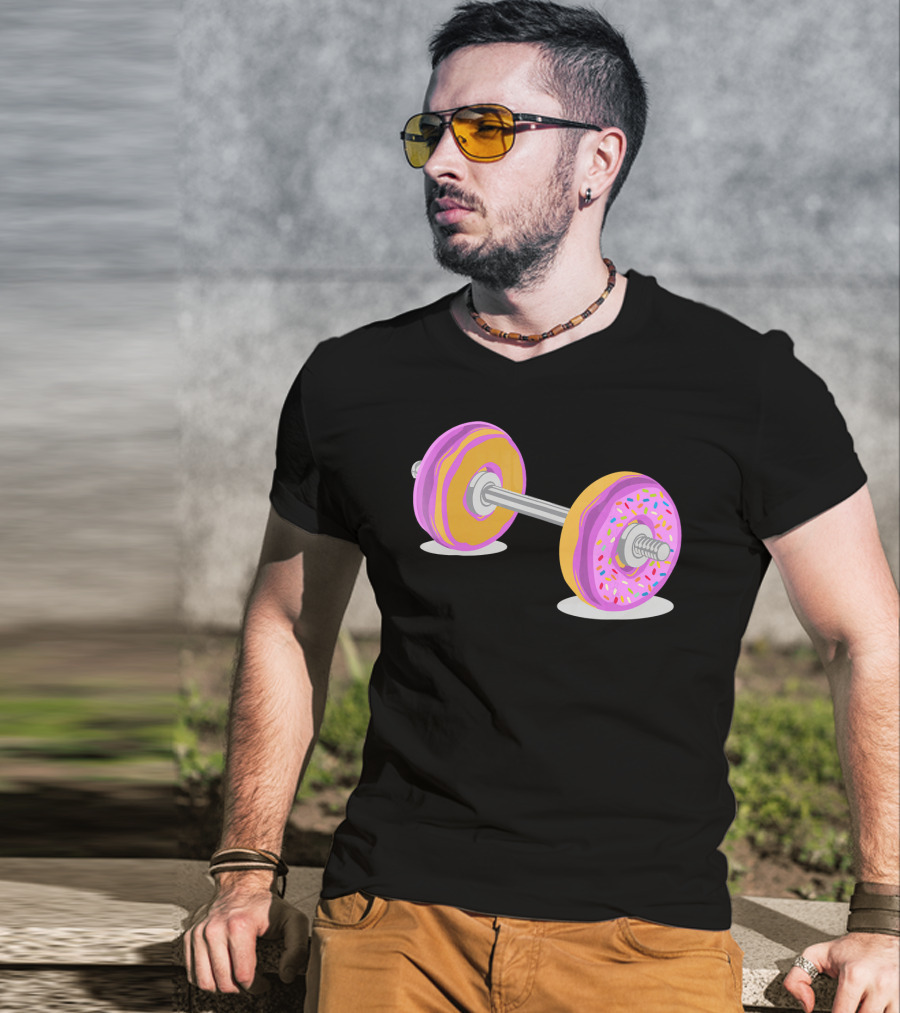 Donut Barbell Sprinkle Weightlifting Humor Novelty T-Shirt