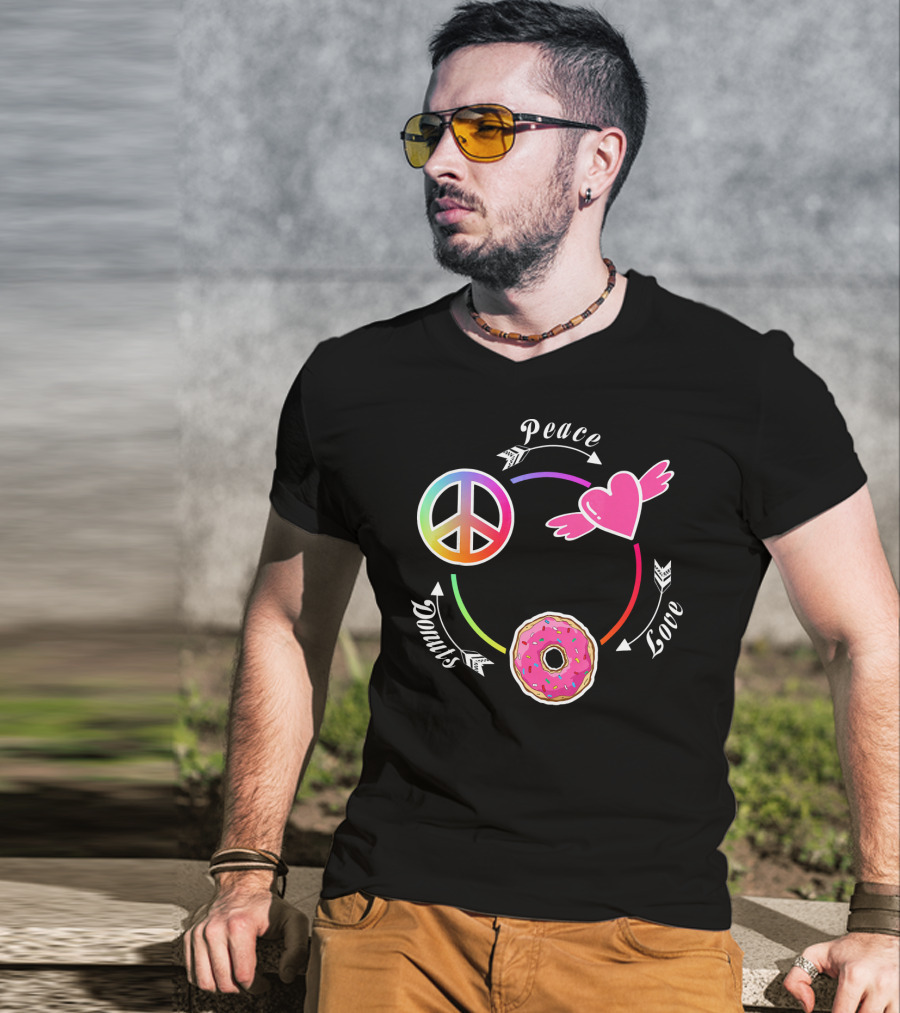 Peace Love Donuts Funny Donut I Love Donuts Lover T-Shirt