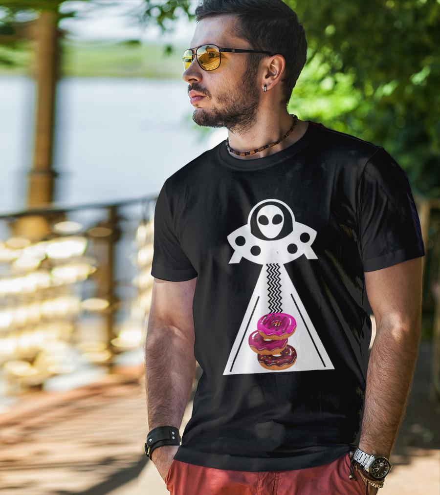 Alien Abduction Funny Aliens Do Donuts Uplift Beam T-Shirt