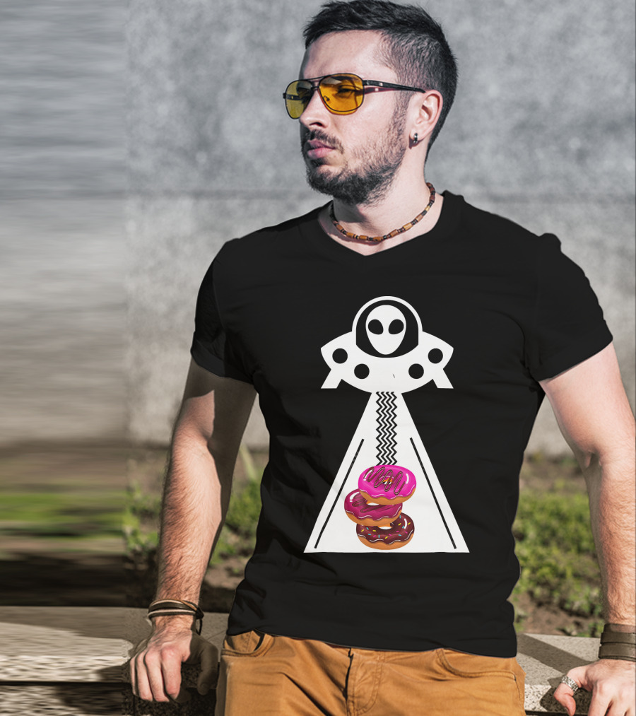 Alien Abduction Funny Aliens Do Donuts Uplift Beam T-Shirt