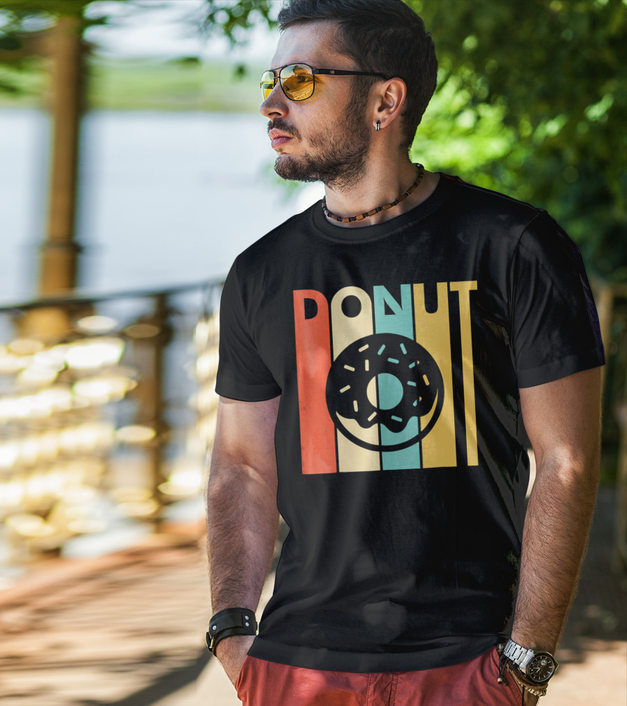 Vintage Style Donut Retro Stripes T-Shirt