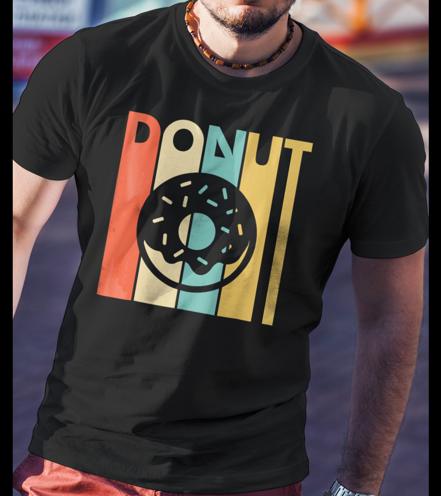 Vintage Style Donut Retro Stripes T-Shirt