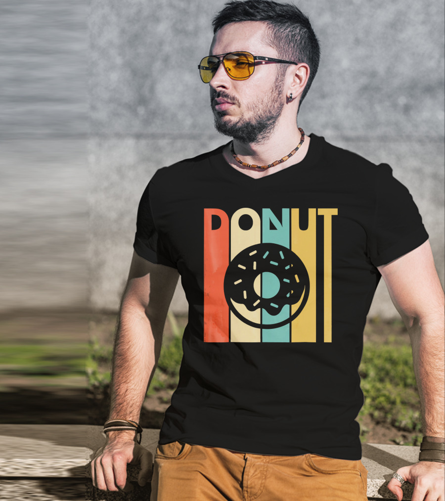 Vintage Style Donut Retro Stripes T-Shirt