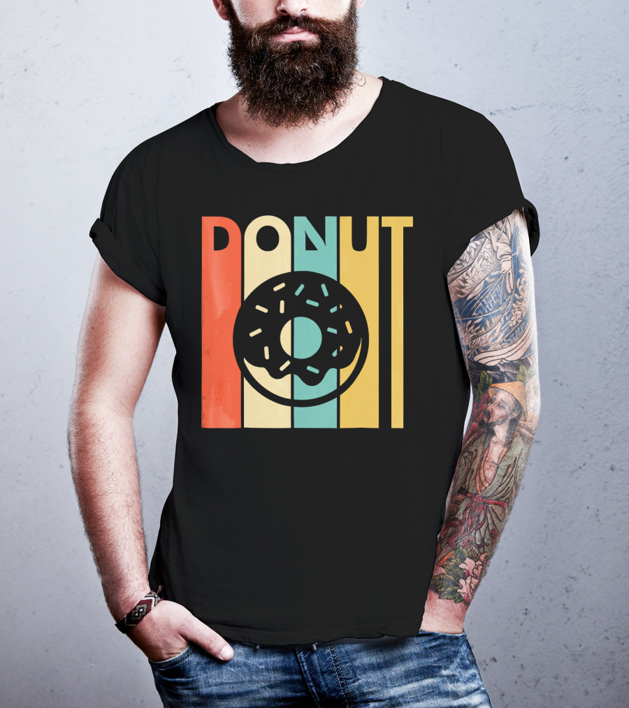 Vintage Style Donut Retro Stripes T-Shirt