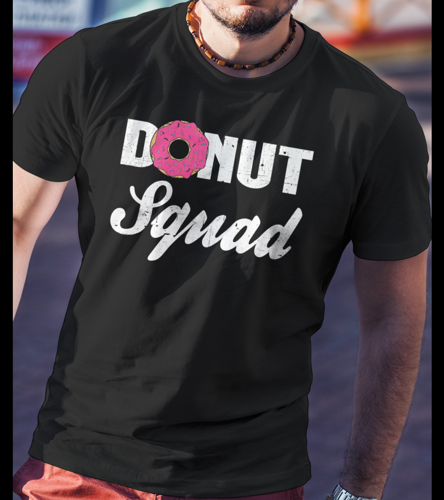 Donut Squad Funny Doughnut Lovers And Poli With Pink Frosted Topped Letters T-Shirt
