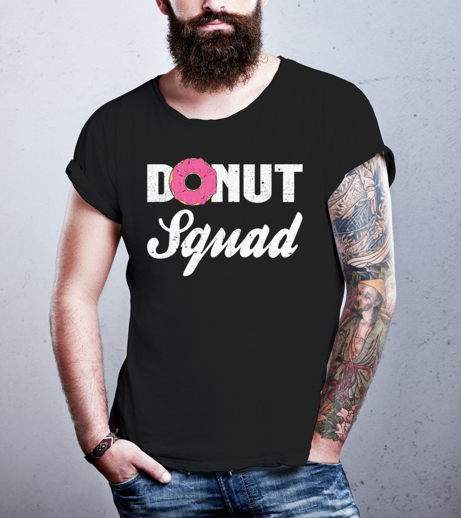 Donut Squad Funny Doughnut Lovers And Poli With Pink Frosted Topped Letters T-Shirt