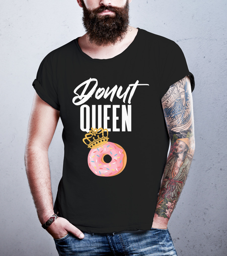 Donut Queen Sprinkled Women And Girls Pink Donut With Crown T-Shirt