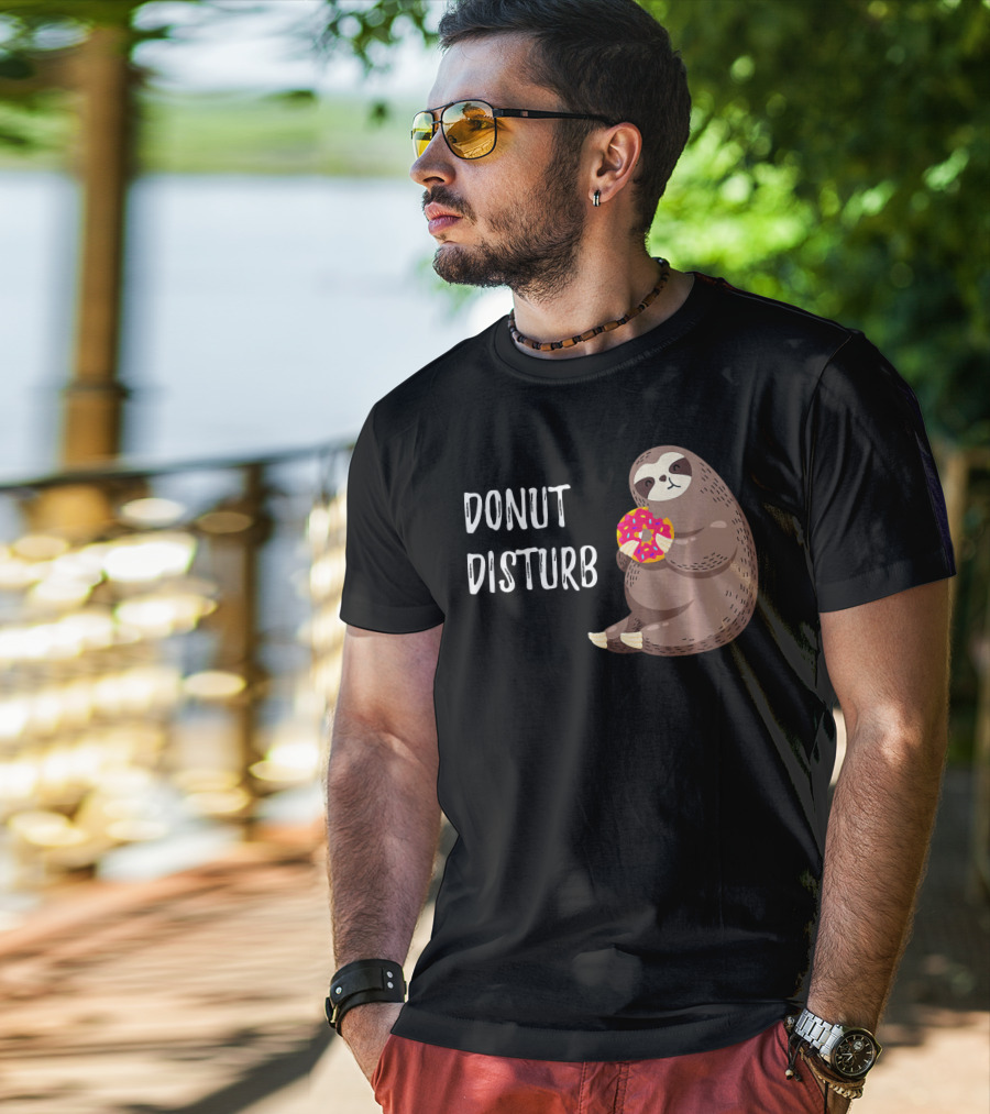 Donut Disturb Cute Sloth Eating A Donut T-Shirt