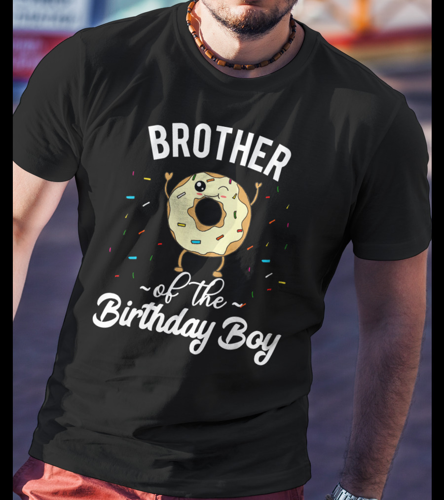 BROTHER Of The Birthday Boy Donut Winking Confetti T-Shirt
