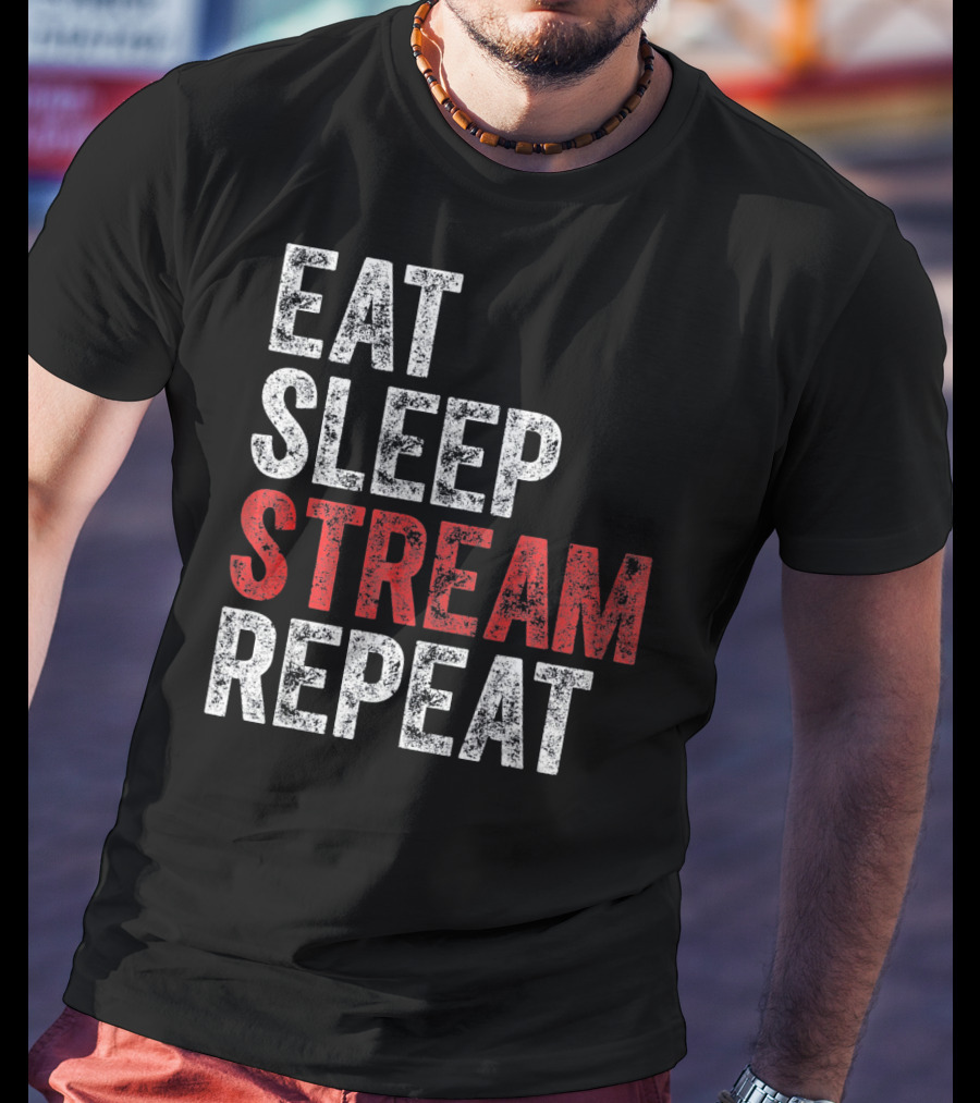Eat Sleep Stream Repeat Bold Minimalist Gaming Lifestyle T-Shirt