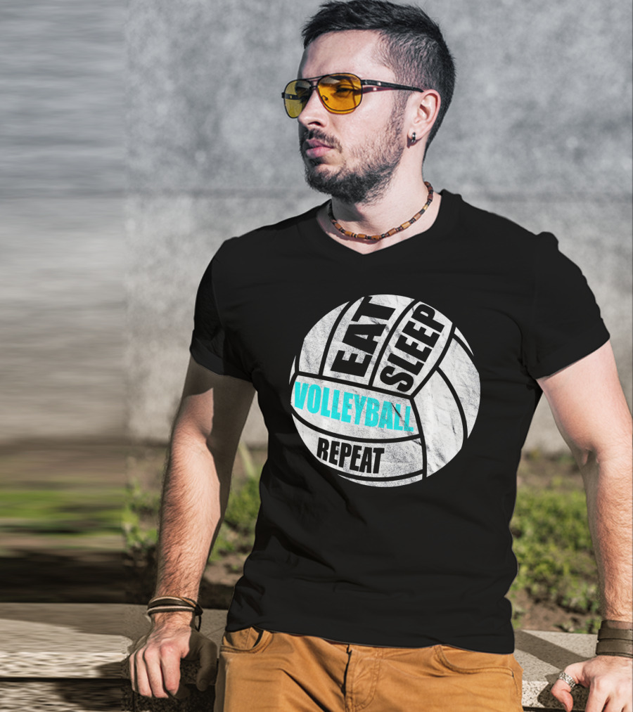 Eat Sleep Volleyball Repeat Distressed Girls Or Boys T-Shirt