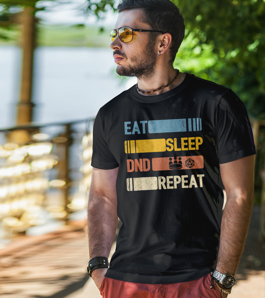 Eat Sleep DND Dice Crown Repeat T-Shirt