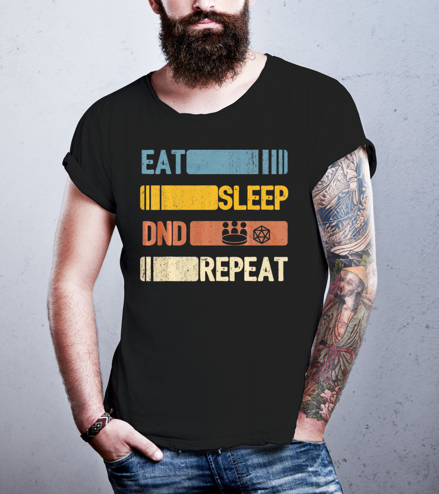 Eat Sleep DND Dice Crown Repeat T-Shirt