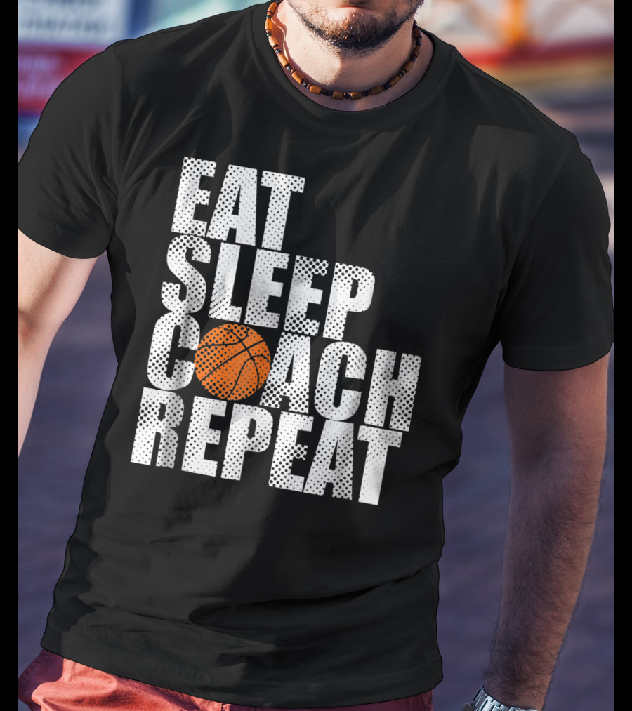 Eat Sleep Coach Basketball Repeat Vintage Style Fun Sports T-Shirt