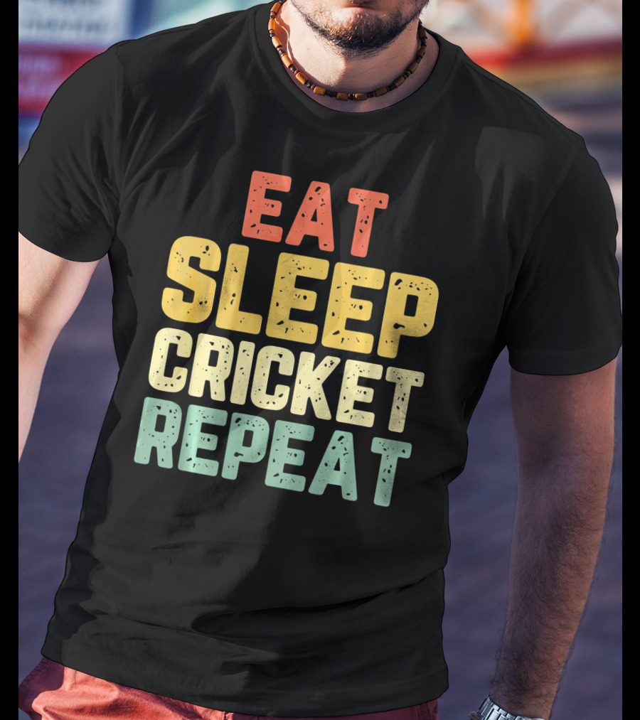 Eat Sleep Cricket Repeat Player Vin T-Shirt