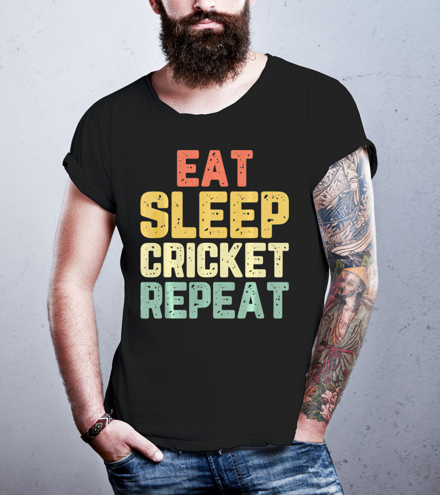 Eat Sleep Cricket Repeat Player Vin T-Shirt