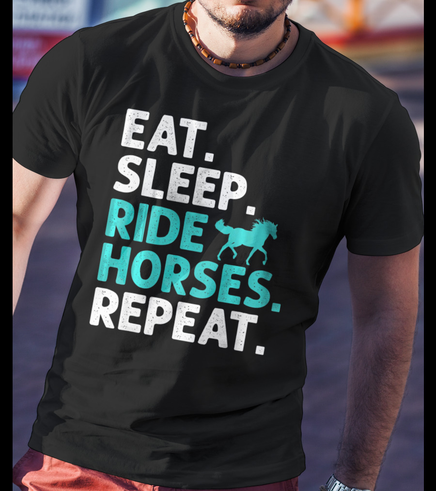 Eat Sleep Ride Horses Repeat Vintage Horse T-Shirt