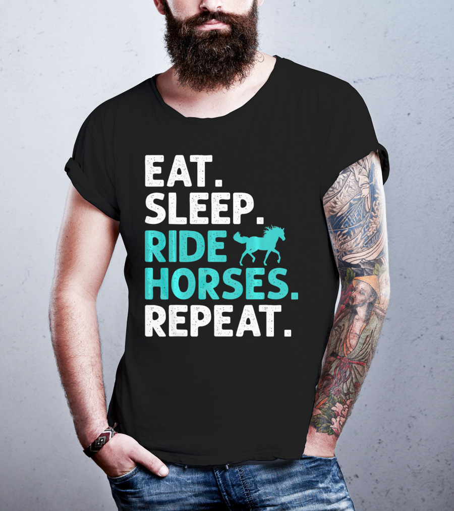 Eat Sleep Ride Horses Repeat Vintage Horse T-Shirt