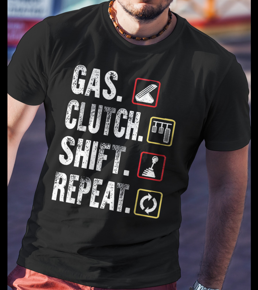 Gas Clutch Shift Repeat Pedal Icons Cycle T-Shirt
