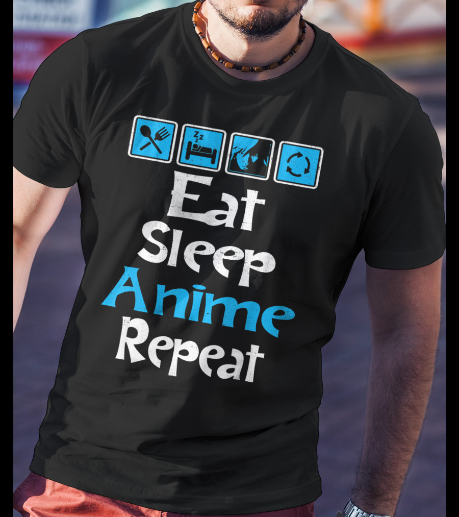 Eat Sleep Anime Repeat Manga SciFi T-Shirt