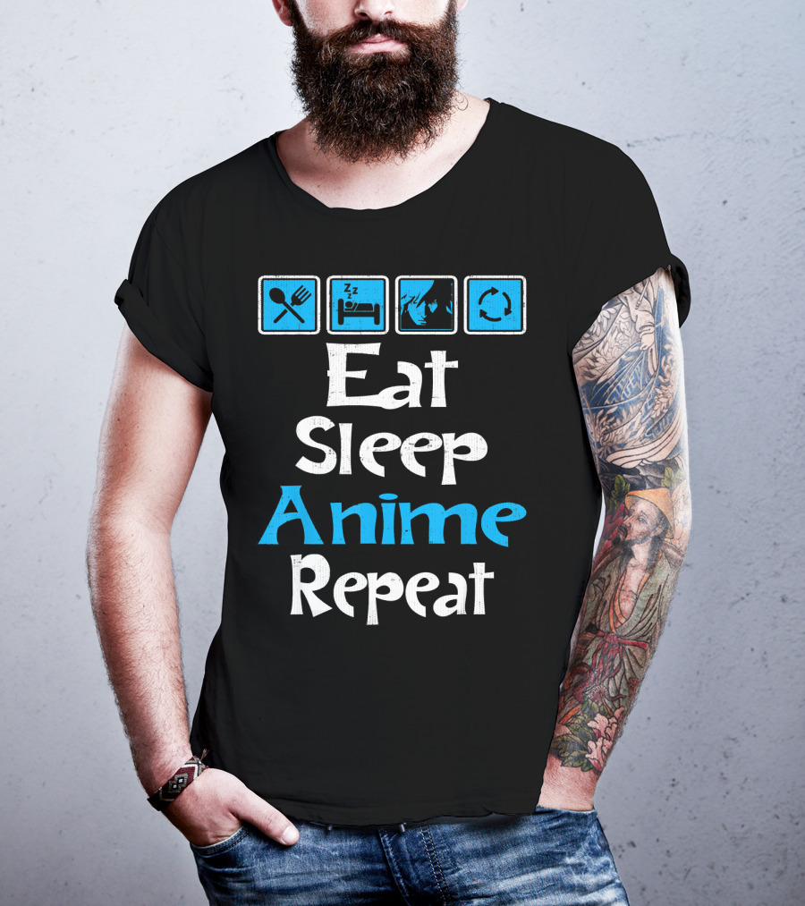 Eat Sleep Anime Repeat Manga SciFi T-Shirt