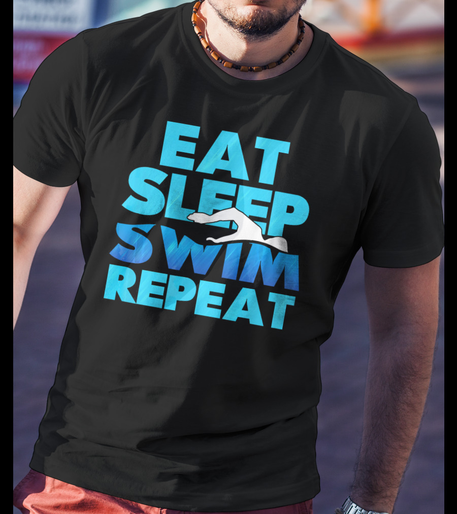 Eat Sleep Swim Repeat Swimmer Tees Iconic Phrase With Swim T-Shirt
