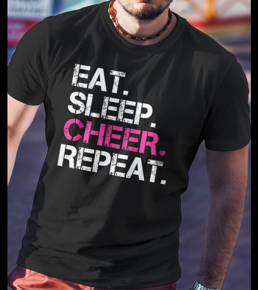 Eat Sleep Cheer Heart Repeat Cheerleading T-Shirt