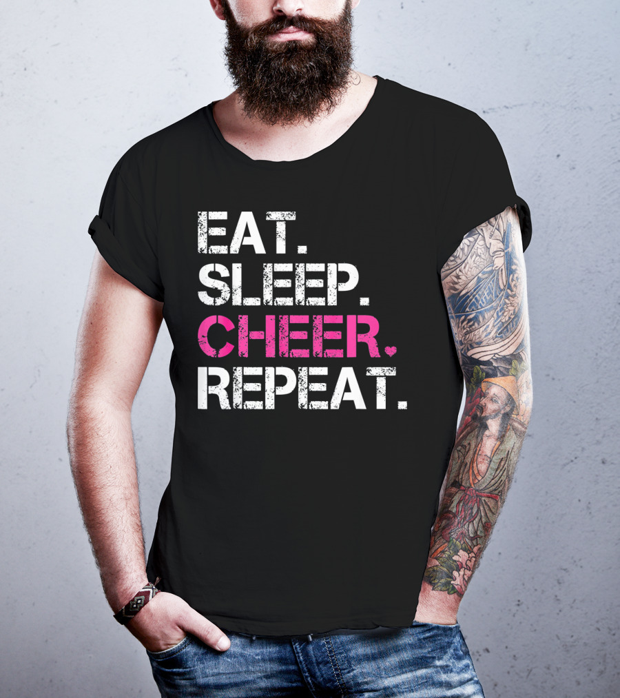 Eat Sleep Cheer Heart Repeat Cheerleading T-Shirt