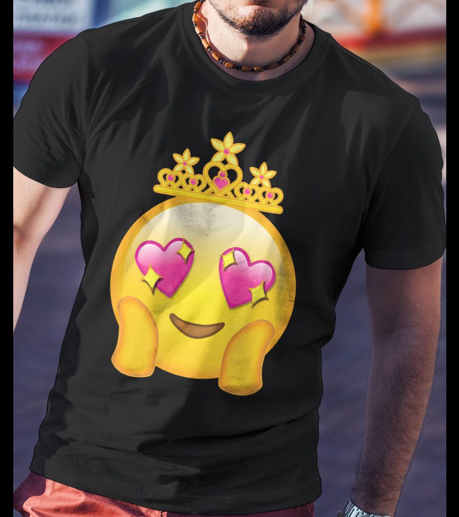 Emoticon Queen Heart Eyes Emoji With Crown Princess T-Shirt