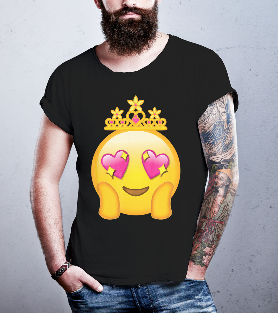 Emoticon Queen Heart Eyes Emoji With Crown Princess T-Shirt