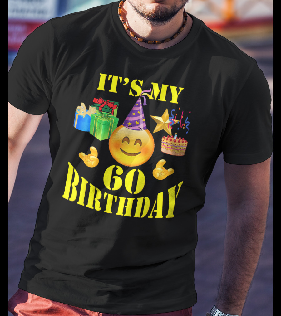 IT'S MY 60 BIRTHDAY Emoji With Party Hat, Cake, Gifts, And Star T-Shirt
